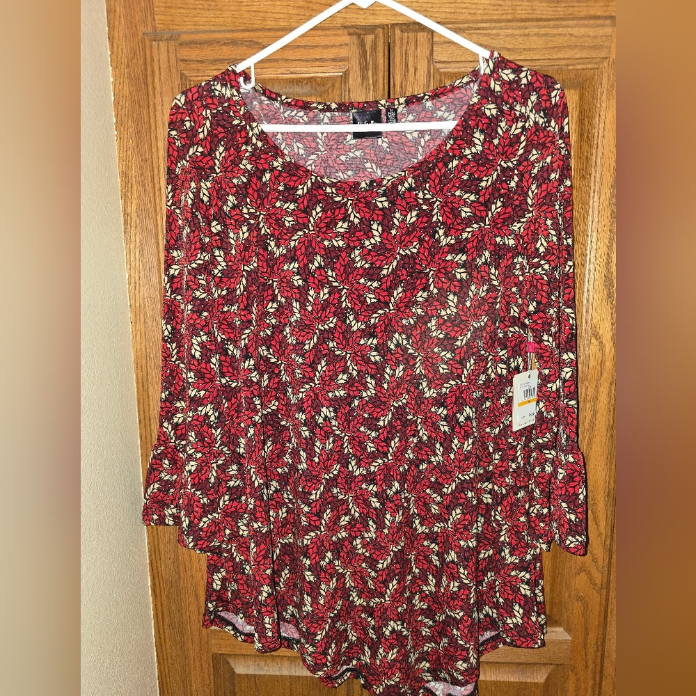 Rafaella Elegant Red and Cream Blouse